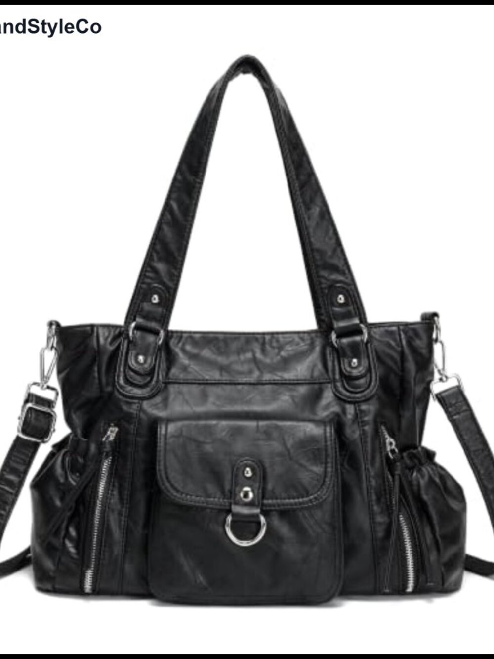 Faux Leather Shoulder Purse Women Vintage Hobo Multi-Pocket Crossbody Satchel